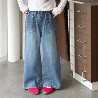 女童裤子新款春秋装儿童韩版直筒裤中大童洋气时尚牛仔阔腿裤