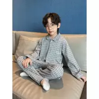 男童秋衣秋裤秋冬款新款冬装中大童格子开衫德绒内衣套装保暖