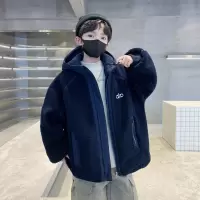 男童羊羔绒外套秋冬款新款男孩冬装儿童装冬季夹棉加厚毛毛衣