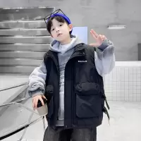 男童羽绒棉马甲秋冬新款保暖男孩坎肩加厚外穿儿童工装背心潮