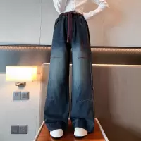 女童裤子春秋款新款儿童牛仔裤秋装大童秋季百搭直筒阔腿长裤