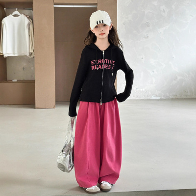 女童春秋套装新款儿童两件套女中大童秋季韩系休闲卫衣阔腿裤