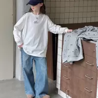 童装女童白色打底衫春秋款新款儿童秋季上衣女孩秋装长袖T恤