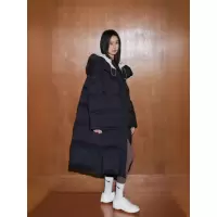 年冬季新款连帽过膝长款时尚保暖加厚棉服女休闲宽松棉衣外套