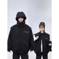 年春新季可拆卸袖连帽冲锋衣外套男女同款运动防风休闲夹克