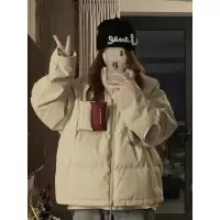 年冬季新款时尚加厚立领棉服女美式潮流情侣短款宽松棉衣外套