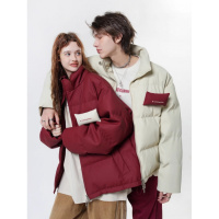 年冬季新款时尚加厚立领棉服男款美式潮流情侣短款宽松外套女