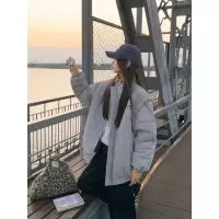 年冬季时尚加厚棉服女袖子可拆卸男女同款宽松保暖情侣装外套