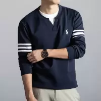 时尚休闲男士卫衣秋季新款圆领拼接假两件打底长袖T恤男