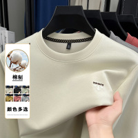 棉制高品质男士圆领卫衣秋季新款时尚宽松休闲打底长袖T恤男