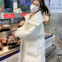 棉服女冬季中长款韩版时尚设计感棉衣过膝长款大翻领棉袄复古外套