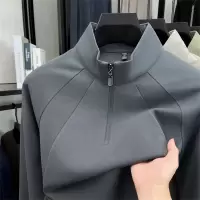 棉质半拉链立领长袖T恤男秋季新款日常休闲打底男士卫衣