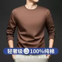 纯棉卫衣男秋季新款圆领休闲青年宽松落肩潮流T恤男士打底衫