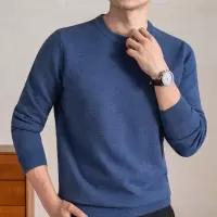 430克精仿男士羊毛衫秋冬季新款针织圆领纯色加厚保暖毛衣男