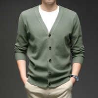 V领针织开衫男秋冬新款休闲百搭外穿毛衣男士外套