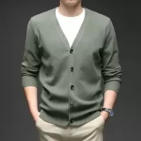 V领针织开衫男秋冬新款休闲百搭外穿毛衣男士外套