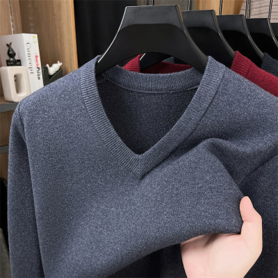 V领鸡心领毛衣男冬季新款休闲加厚保暖可机洗打底男士羊毛衫