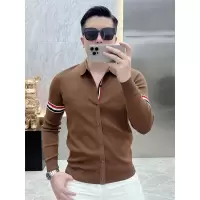 含羊毛欧货潮流男士针织开衫秋季薄款翻领时尚休闲针织外套男