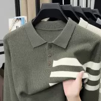 时尚翻领拉链男士毛衣秋冬季新款加厚提花打底针织衫男