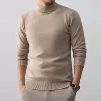 毛衣男秋冬新款特种纱半高领纯色休闲打底男士针织衫