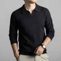 老钱风海鸥领毛衣男秋季新款商务通勤休闲宽松打底男士针织衫