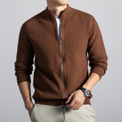 老钱风男士针织开衫外穿毛衣秋冬立领拉链商务通勤休闲保暖外套男