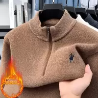 重磅加厚高品质毛衣男秋冬季新款半拉链雪貂绒男士加绒针织衫