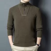 680g半高领拉链毛衣男冬季新款加厚保暖打底男士羊毛衫