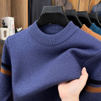 冬季新款加厚半高领男士毛衣时尚休闲长袖提花打底针织衫男