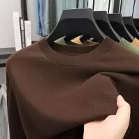 含山羊绒蚕丝针织打底衫男春季新款纯色圆领薄款男士针织衫