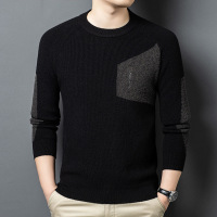 重磅复古美式拼色毛衣男秋冬新款休闲加厚保暖宽松大码男士羊毛衫