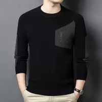 重磅复古美式拼色毛衣男秋冬新款休闲加厚保暖宽松大码男士羊毛衫