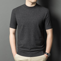 6羊毛精纺短袖男士针织衫春季新款可机洗半高领羊毛衫男