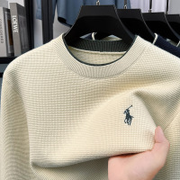 圆领毛衣男假两件秋冬季新款加厚保暖时尚刺绣打底男士针织衫