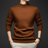 9针加厚420克男士羊毛衫冬季新款纯色半高领100%纯羊毛针织毛衣男