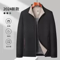 外套男秋季新款商务休闲中年立领拉链格子夹克男棒球服