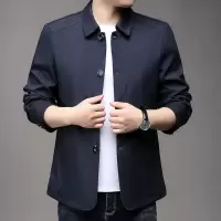 夹克男秋季新款中年爸爸商务休闲翻领单排扣男士外套