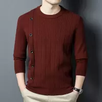 毛衣男冬季新款480克圆领加厚保暖打底男士羊毛衫