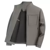 爸爸装轻商务休闲男士夹克秋季新款立领拉链纯色百搭外套男