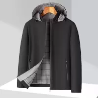 爸爸连帽可卸加棉夹克男秋冬季新款中年商务行政保暖男士外套