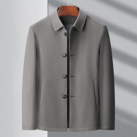 男士夹克秋季新款中年爸爸商务休闲翻领单排扣外套男