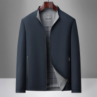 秋季新款中年爸爸商务夹克男立领休闲拉链保暖行政男士外套