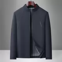 立领拉链商务休闲男士夹克中年爸爸装秋季新款纯色拉链外套男