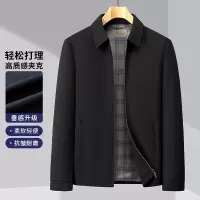 翻领中年商务行政休闲男士外套秋季新款纯色拉链夹克男