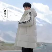 冬季中长款加厚羽绒服男款休闲百搭运动白鸭绒情侣连帽潮牌男外套