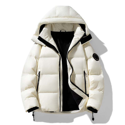 冬季新款羽绒服男士加厚白鸭绒青少年保暖潮牌连帽面包服男装外套
