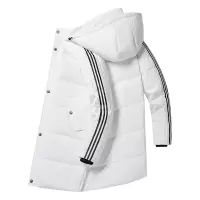 冬季男士羽绒服潮牌青少年中长款三条杠大衣户外男装连帽加厚外套