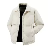 冬季男士羽绒服翻领户外工装时尚百搭潮牌上衣纯色休闲青年男外套