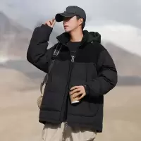 男装冬季新款羽绒服男士90%白鸭绒拼色休闲连帽百搭面包服外套潮