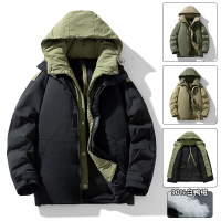 羽绒服男士冬季连帽情侣山系假两件白鸭绒保暖宽松潮牌时尚外套男